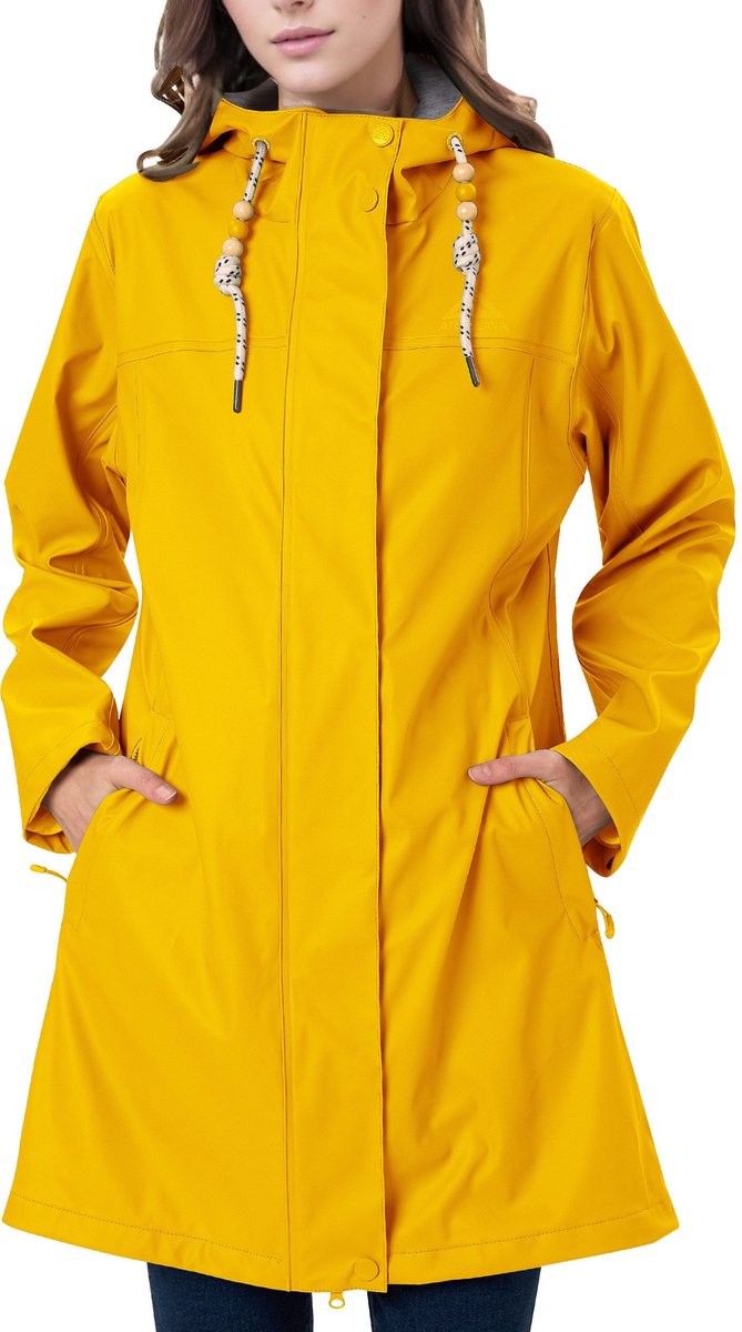 OLOEY Lange regenjas dames | PU parka met capuchon en zachte voering - Maat L