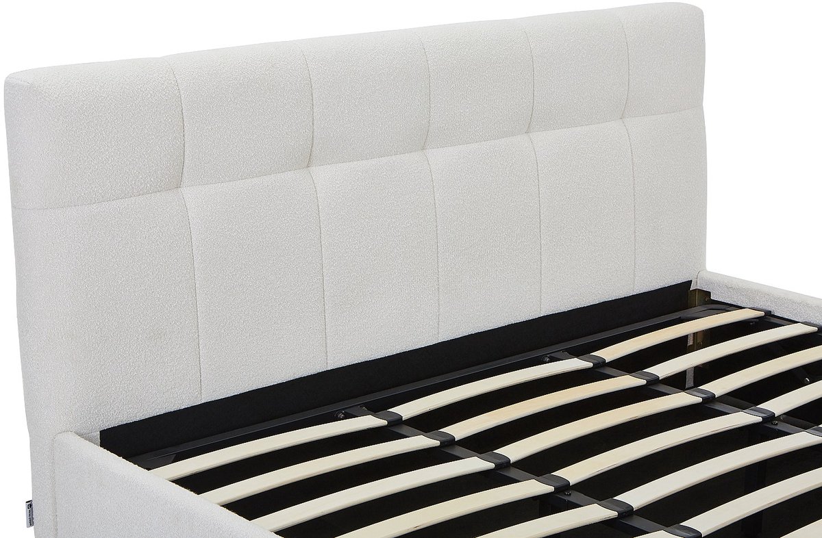 Vente-unique Bed met opbergruimte stof wit 180 x 200 cm (Super King Size Bed)