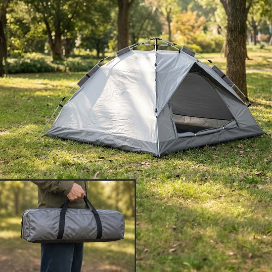 campingtent - 200x135x200 cm - grijs - voor 2 personen — afbeelding 3