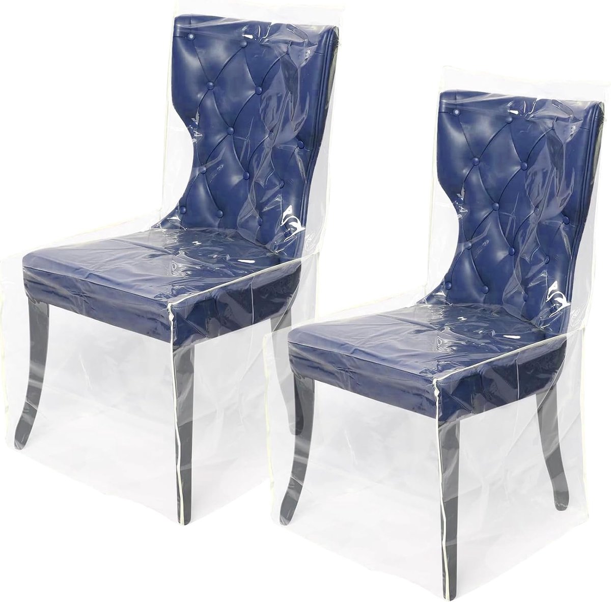 2 stuks plastic eetkamerstoelhoezen, doorzichtige eetkamerstoelbeschermer, waterdichte stoelhoes, doorzichtige eetkamerstoelhoes, PVC stoelbeschermer voor thuis, keuken, slaapkamer