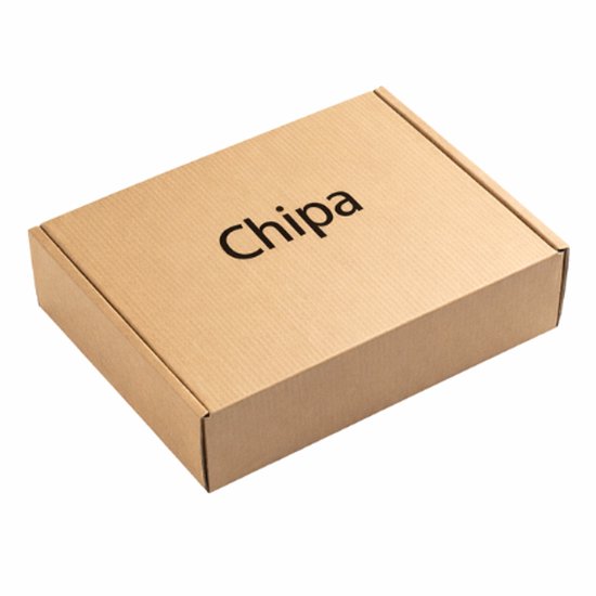 Gesloten kartonnen verpakking met 'Chipa' logo.