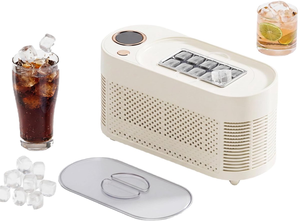 KZQ Draagbare ijsmaker voor thuisgebruik - 10 ijsblokjes per cyclus - Snelle productie 12V - Mini-ijsmachine voor op het aanrecht - Wit
