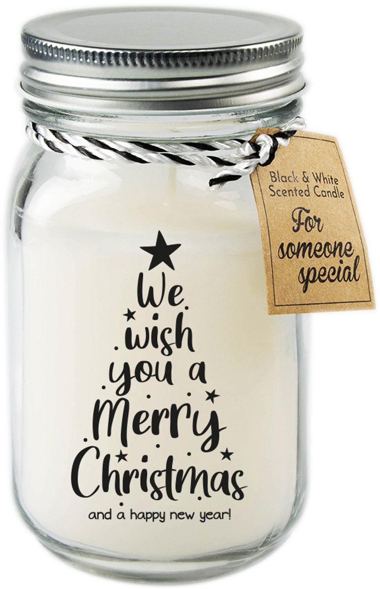 Geur Kaars - Black & White scented candles - 80 branduren - Merry christmas