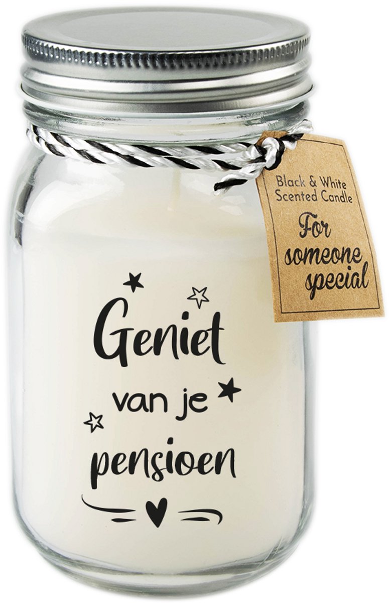 Paper dreams Geurkaars - Geniet van je pensioen - Zwart, wit Zwart wit