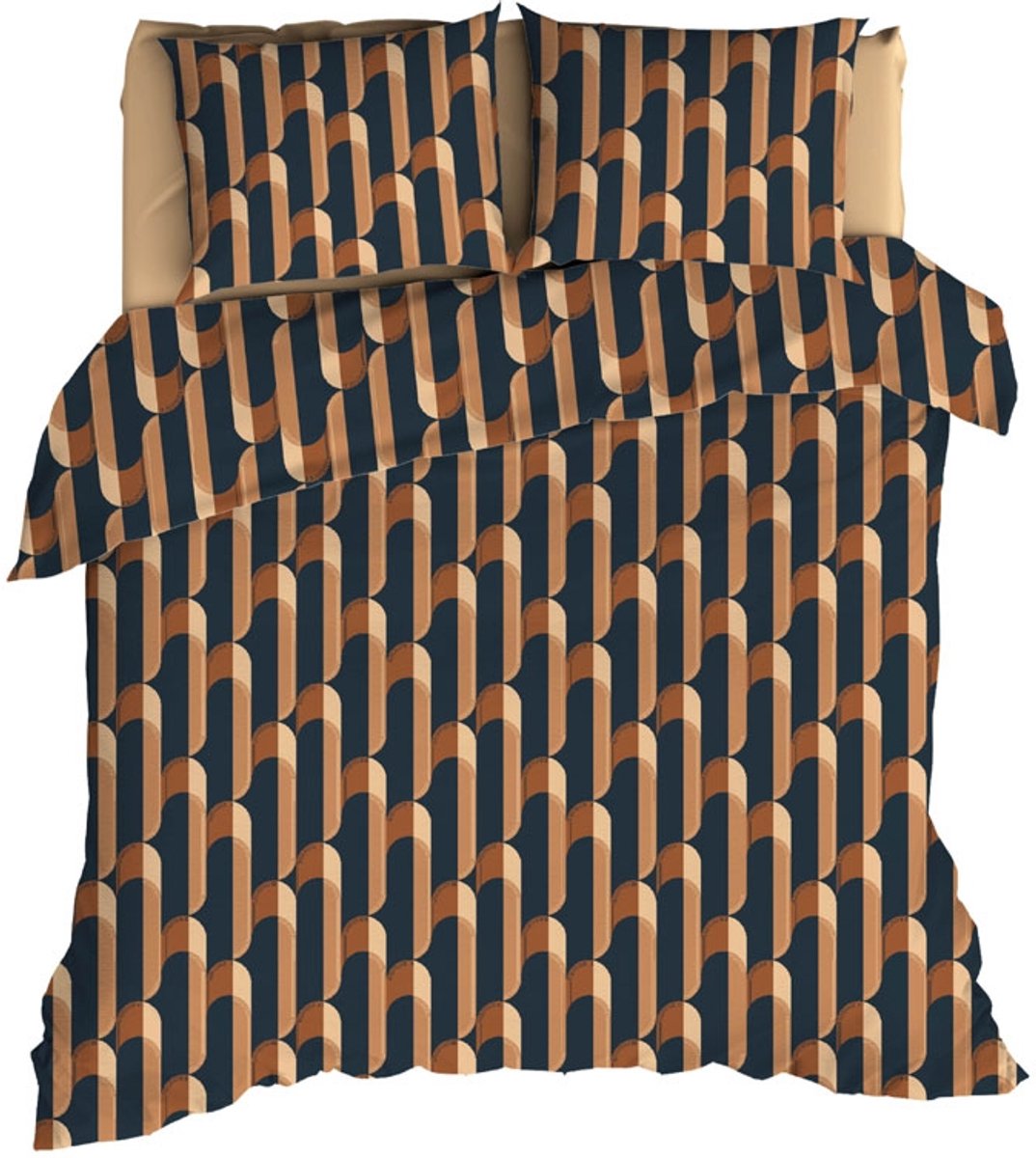 Romanette Vallarta Dekbedovertrek - Lits-jumeaux - 240x200/220 cm - Terra/Blauw