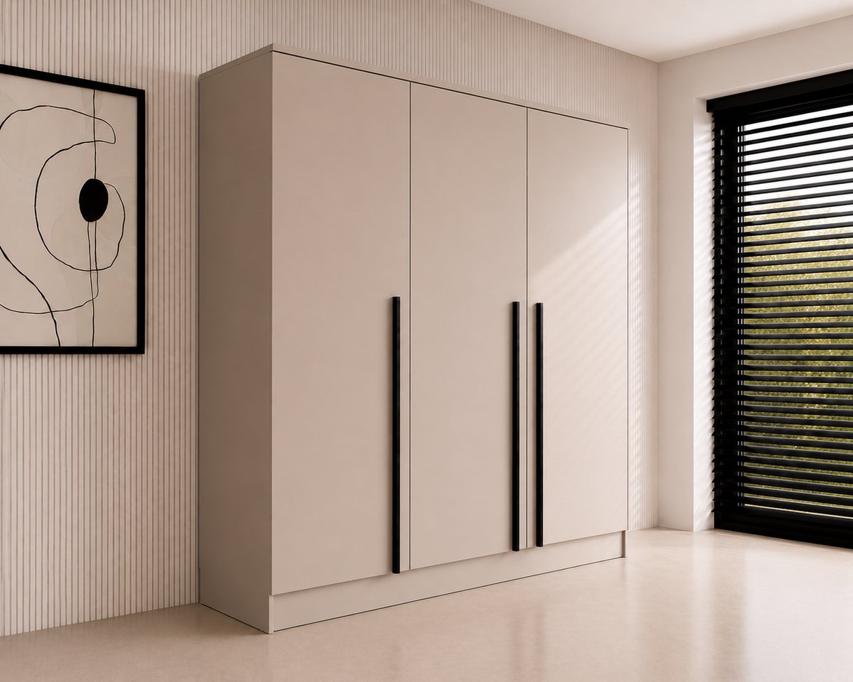 Pro-meubels - Kledingkast Istanbul - 150 x 52 x 200 cm - Beige - 3 Deuren - 2 lades - Slaapkamer