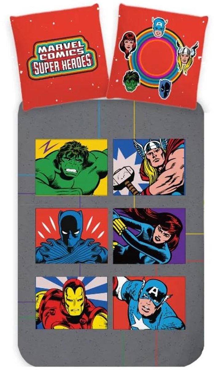 Marvel Avengers Dekbedovertrek Comics - 140 x 200 cm - 70 x 90 cm