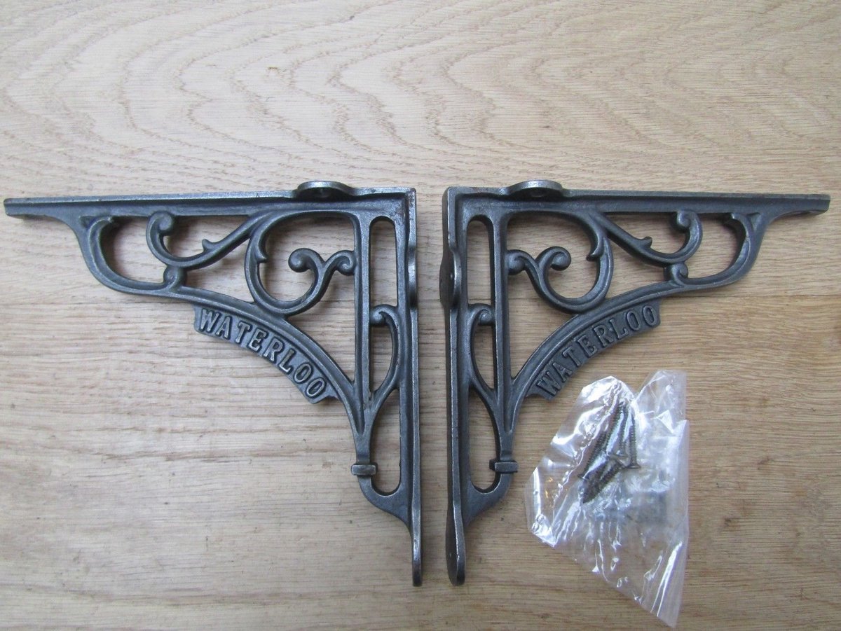 Pair of 8" Waterloo Shelf Brackets Antique Iron Vintage Shelf Support