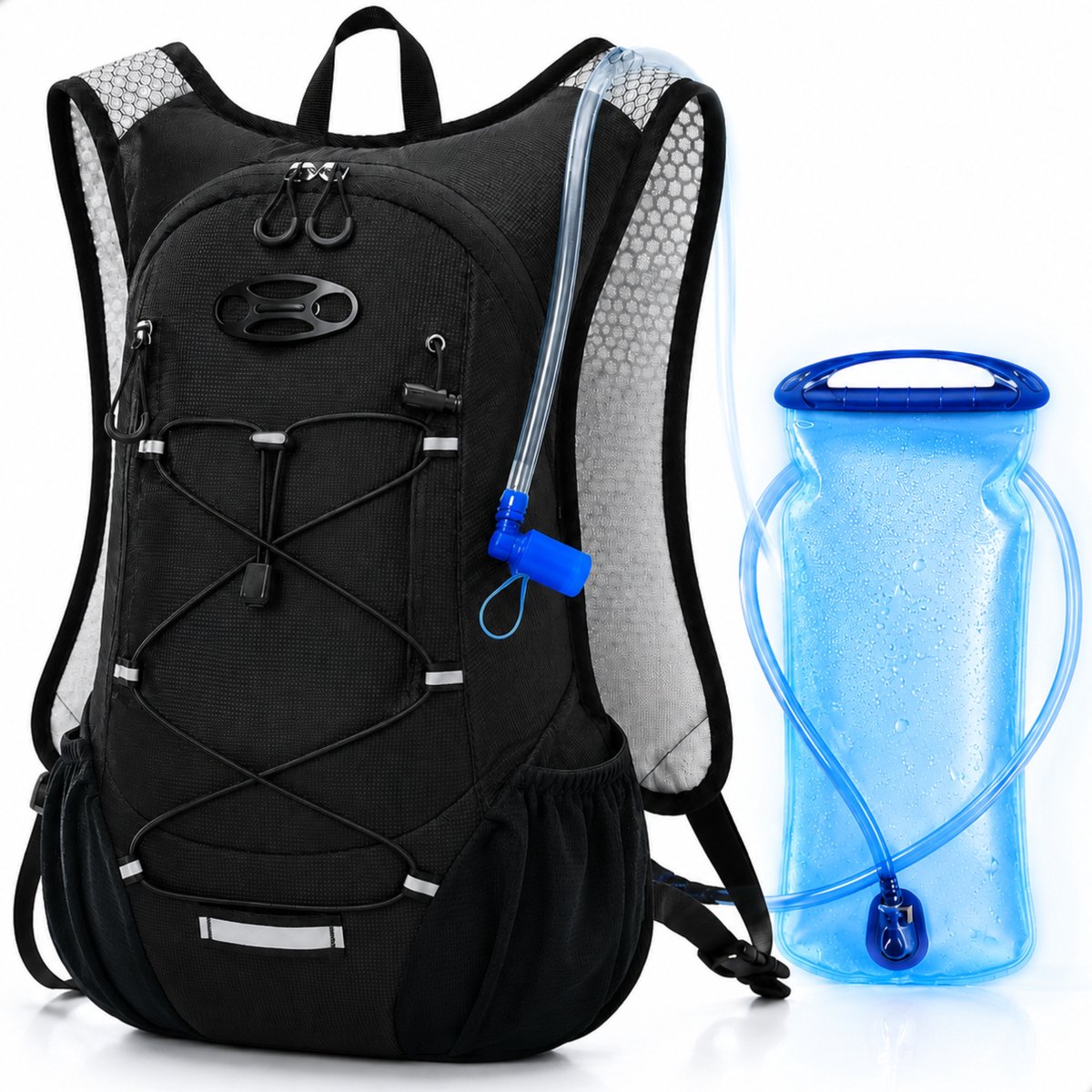 Boncy® Hardloopvest met 2L Drinkzak - Running Vest Rugzak - Lichtgewicht Hardloop Vest met Waterzak - Drinkrugzak voor Hardlopen Wandelen Hiken Trailrunning Wielrennen - Reflecterend Hydration Wandelrugzak - Running Accessoires - Hardlooprugzak