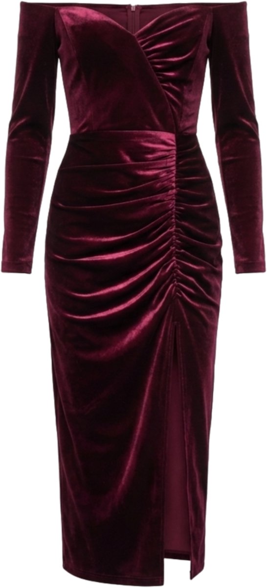 LARICA Jurk - polyester - rits - effen Donkerrood XS
