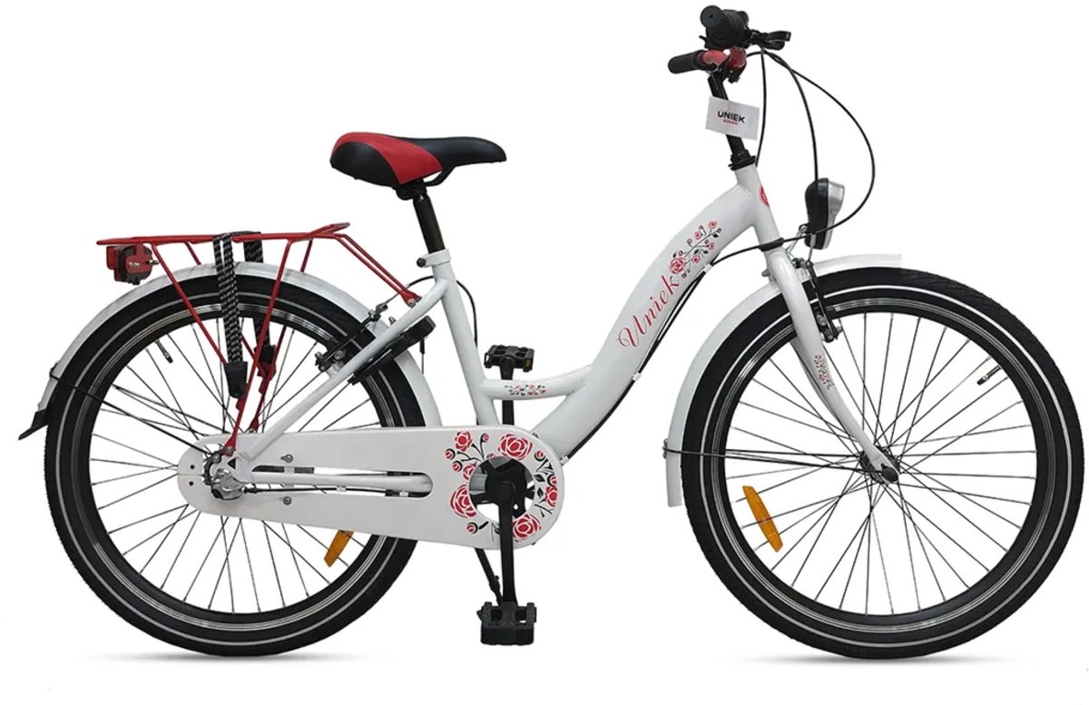 Kinderfiets Uniek 3S 24'' Wit/Rood