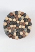 Vilten onderzetter voor onder een glas naturel grijs rond 10 cm