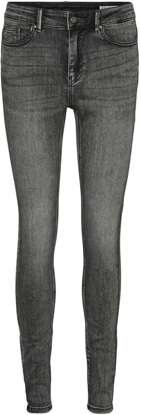 Grijze spijkerbroek met skinny pasvorm, middelhoge taille en lichte wassing.