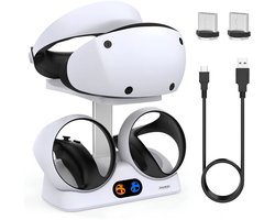 DOBE VR2 dock oplaadstation geschikt voor PS5 / Slim / Pro | LED indicator & smart AI chip ingebouwd | Playstation 5 VR controllers charging docking station | Incl. USB C kabel charger | VR bril standaard / houder | Console accessoires