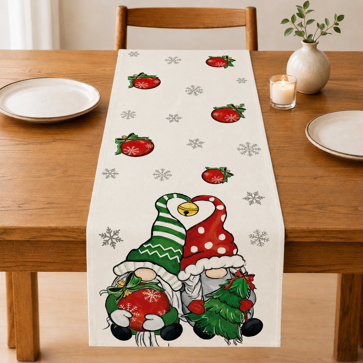 Blazelife Kerstmis Home Bedrukt Velvet textiel Tafelloper - Fluweel - Runner 40*140 -Kersttafelkleed - Kerstsneeuwpop - Kerstman
