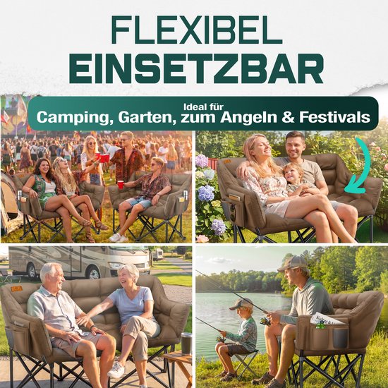 KESSER® Campingstoel Opvouwbaar geschikt voor 2 Personen Vouwstoel - Visstoel 300 kg Draagvermogen — afbeelding 2