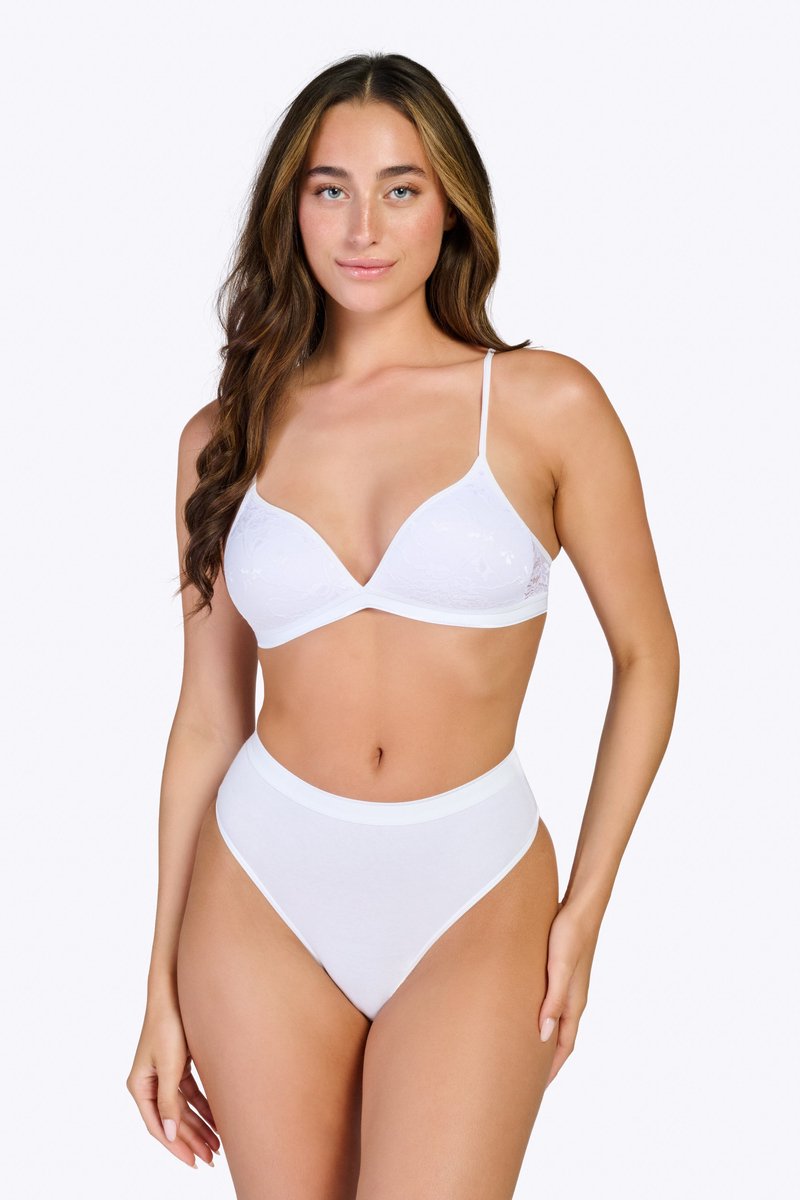 Ten Cate Basics organic cotton stretch voorgevormde bh met kant wit voor Dames white