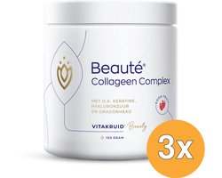 3x Vitakruid Beauté Collageen Complex Rood Fruit (154 gr)