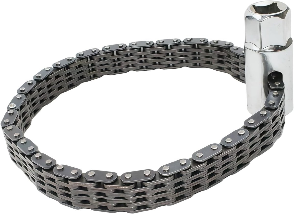 Universele 14cm Dubbele Ketting Sleutel voor Oliefilters - Geschikt voor Auto's en Motoren, Robuuste Kwaliteit en Gebruiksvriendelijk