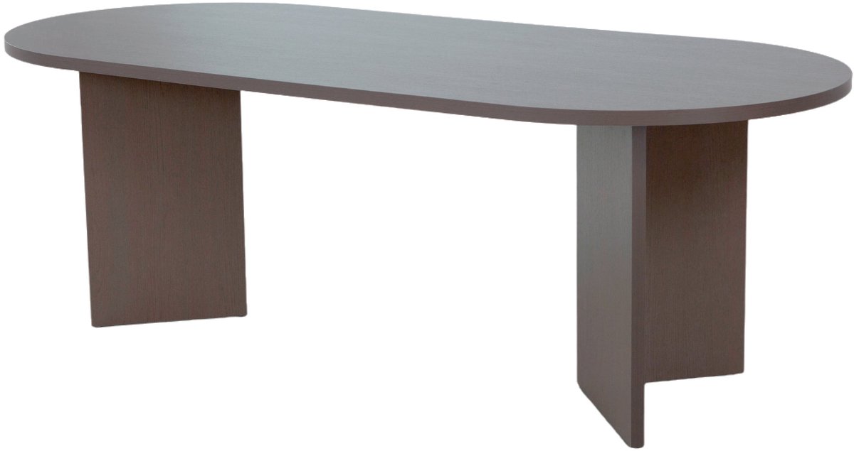 Eettafel Japandi ovaal 200cm walnoot melamine Nancy Japanse eetkamertafel