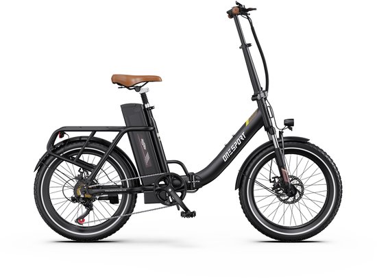 ONESPORT-Opvouwbare elektrische stadsfiets-120 km ondersteuning-816Wh grote accu-20x3.0 inch brede banden-250W stille motor-40Nm koppel-48V17Ah-voor-achter schijfrem-vering-bluetooth-Zwart — afbeelding 2