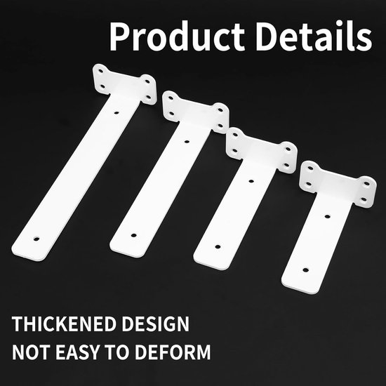 Set van 4 Wandbeugels voor Planken, 260mm Hoekbeugels, Onzichtbare Steunen voor Zware Lasten, Ideaal voor Wandmontage en Plankbevestiging — afbeelding 3