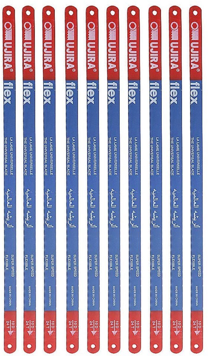 Set van 10 vervangende zaagbladen voor handzaag, met 24 tanden per inch en 300 mm lengte voor metaalbewerking