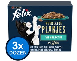 3x Felix - Heerlijke Plakjes Vis Selectie in Gelei - Kattenvoer Natvoer - doos 12x85g