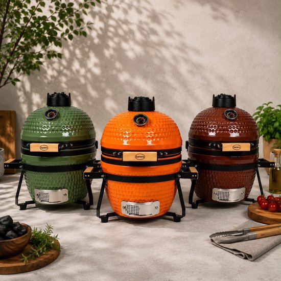 Barero Kamado BBQ - 13 Inch Houtskool Barbecue - Inclusief Onderstel - Egg met Accessoires - Oranje - PFAS-vrij — afbeelding 3