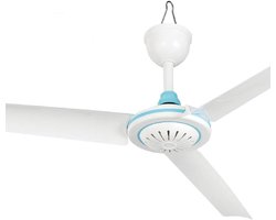 Draagbare 12V Plafondventilator - Ø 50 cm - Mini Hangventilator voor Camping, Camper, Tent en Boot - Stil & Energiezuinig - Wit/Blauw