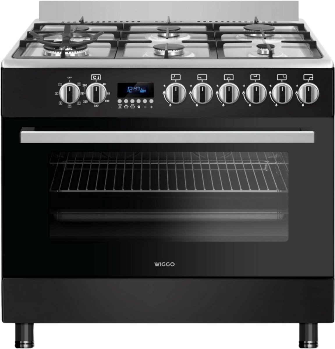 Bol.com Wiggo WO-E969R(BX) Serie 9 - Gasfornuis - Zwart Rvs aanbieding