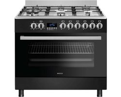 Wiggo WO-E969R(BX) Vrijstaande Gasfornuis - 90 cm - Zwart
