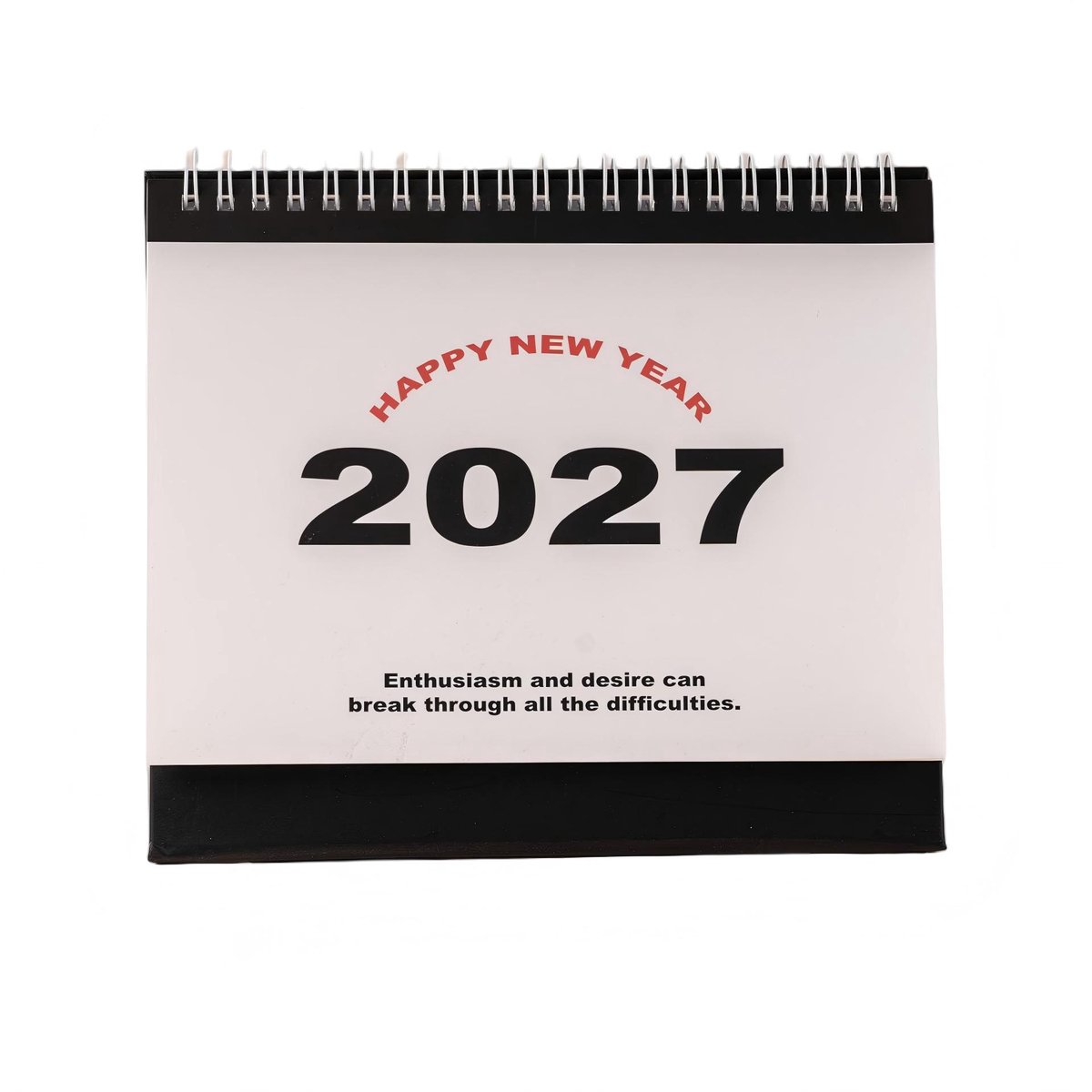 Bureaukalender 2026-2027 – Engelstalige Tafelkalender – Flipkalender met Maandoverzichten – Bureauplanner voor Kantoor, Studie en Thuis – Studenten en Professionals – Zwart – 19 × 16 cm – 1 Stuk