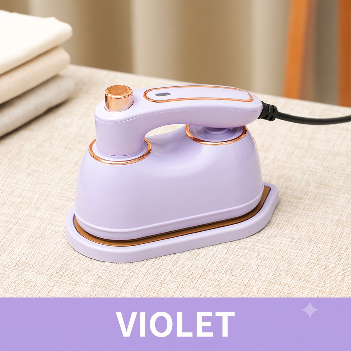 Reisstoomstrijkijzer voor kleding - Mini draagbaar strijkapparaat klein formaat draagbaar stoomstrijkijzer voor op reis studentenkame thuis Violet