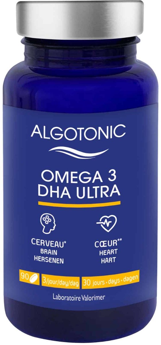 Algotonic Omega 3 DHA Ultra - Voedingssupplement Visolie Capsules 60 Stuks - 250 mg DHA Per Capsule - 90% Triglyceriden - Ondersteunt Hart Hersenen En Gezichtsvermogen