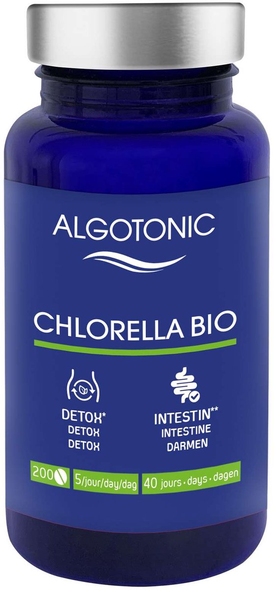 Chlorella 100% Pure Organic Tabletten - Voedingssupplement - 200 Tabletten - 40-Daagse Kuur