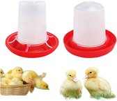 Tweedelige voerset voor pluimvee - voerbak en waterbak voor kuikens - wateremmer voor pluimvee - kleine voerbak en waterbak voor kuikens - rood