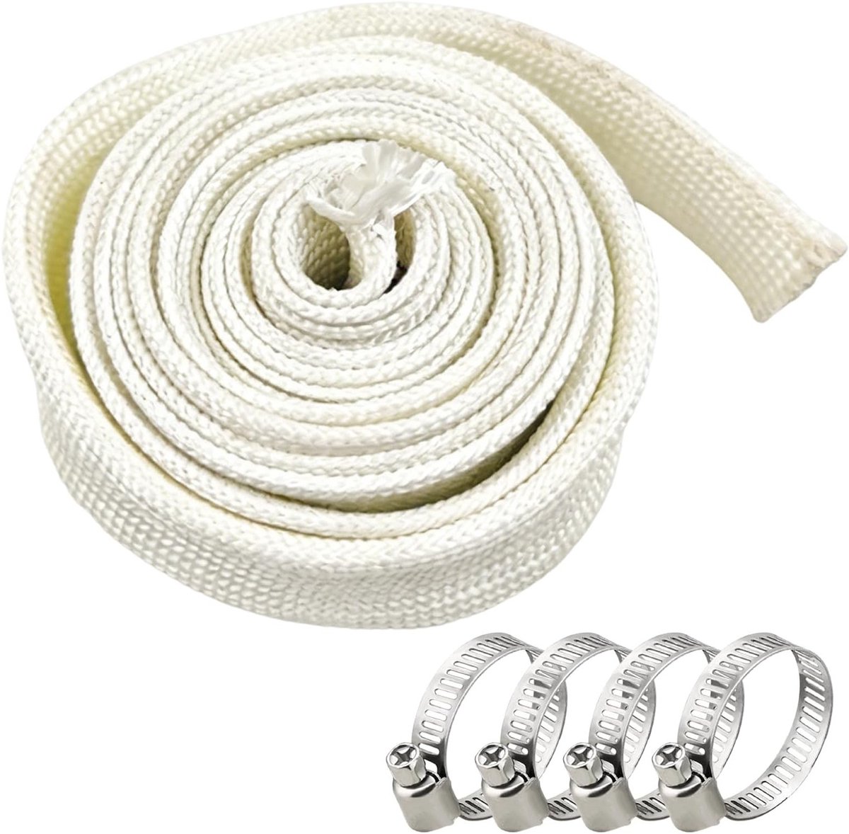 Hittebestendige uitlaatslang van 25 mm x 300 cm met 4 klemmen voor noodgenerator en staande kachel, ideaal voor gasafvoer en bescherming tegen hoge temperaturen