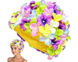 Badmuts - Petal Fashion Dames Badmuts - Handgenaaide Badmuts - 3D Bloemen Badmuts - Badmuts - Stretch Zwemmuts - Comfortabel om te dragen - Dames Badmut - Waterdicht en Elastisch - Douche accessoire - 1 Stuk