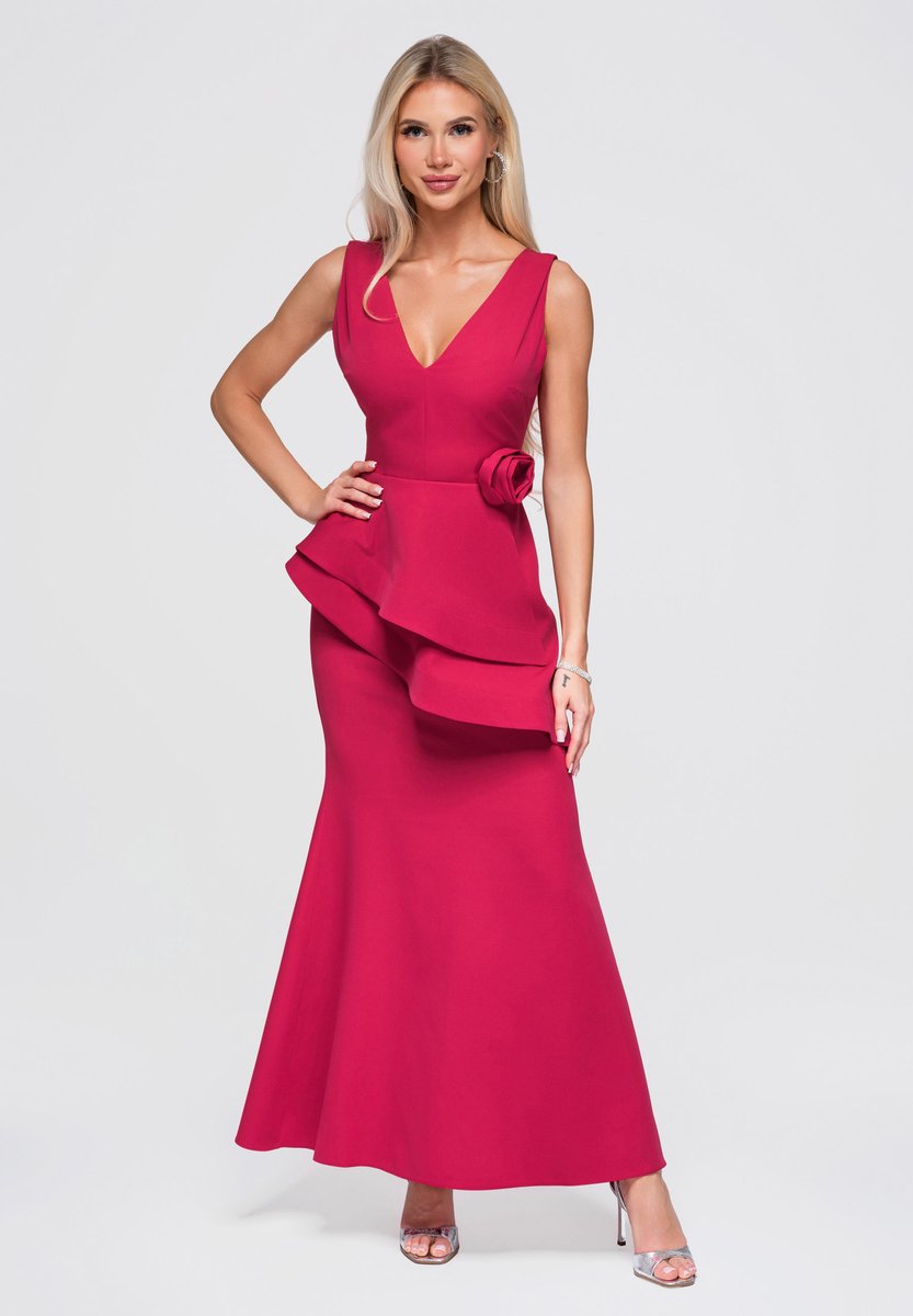 LARICA Jurk - Mouwloos - Rits - Gebloemd Fuchsia S
