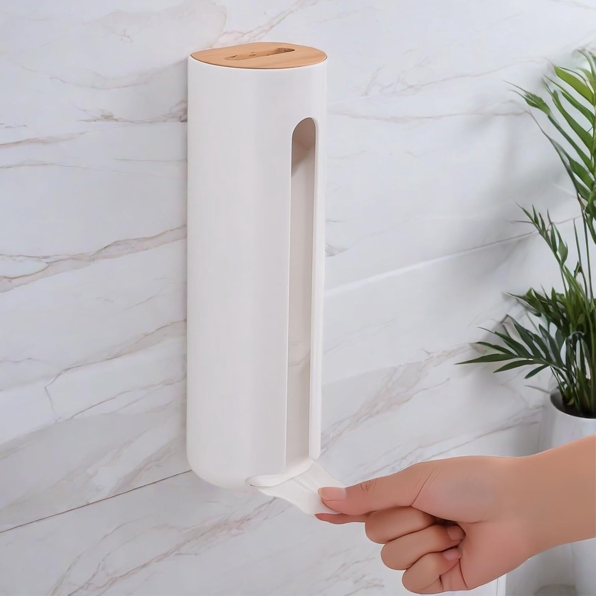 Make-up Organizer met Houten Deksel, Katoenen Pad Houder voor Badkameropslag en -organisatie, Gemakkelijk te Verwijderen en Stijlvol