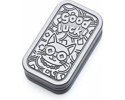 Fidget slider - Fidget Toys - Lucky Cat Design - Sensorisch Speelgoed - Magnetische Push Coin Anti-Stress Speelgoed - Metaal - 1 Stuk - Zilver