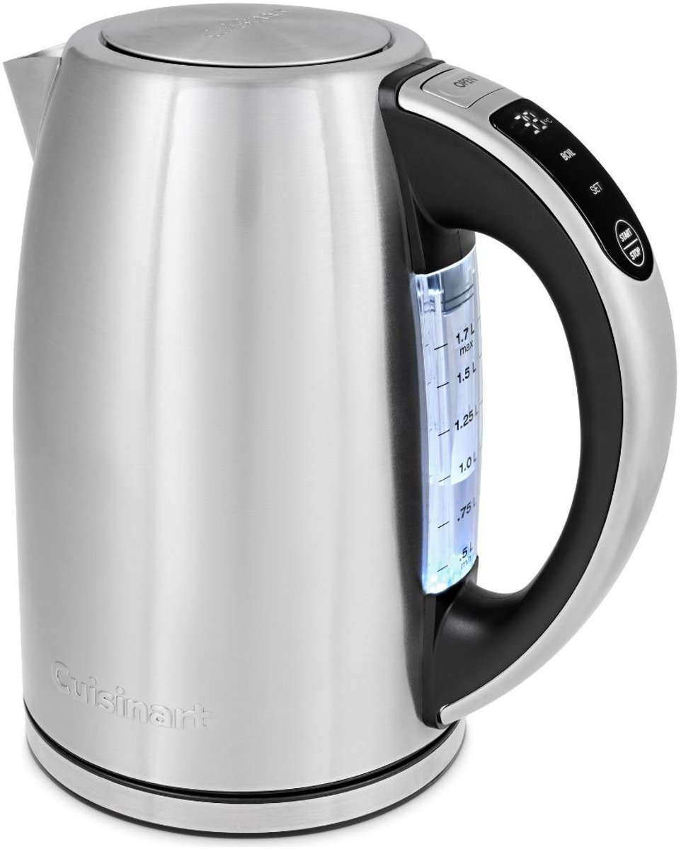 Cuisinart SmartElite Temp Control 1,7L roestvrijstalen waterkoker | Digitaal touchscreen | Instelbare temperatuur van 50°C tot 100°C | 3 kW snelkookvermogen | Deksel met drukknop | Wasbaar antikalkfilter | Gemakkelijke schenktuit