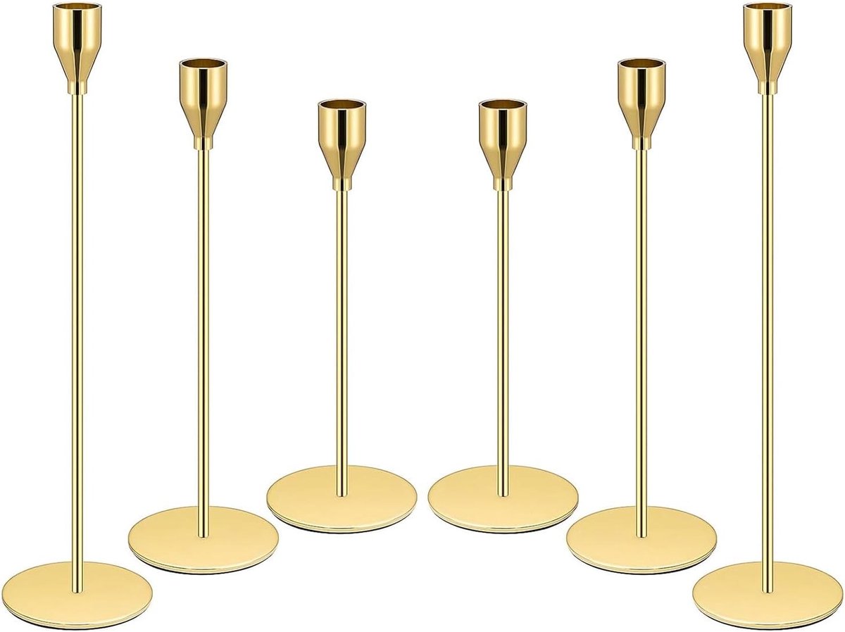 SnelShoppen - Candle Stand Zilver/Zwart - Conische Kaarsenhouder voor Cone Kaarsen - Decoratieve Kaarsenhouders voor Bruiloft, Feest, Verjaardag - 6 S