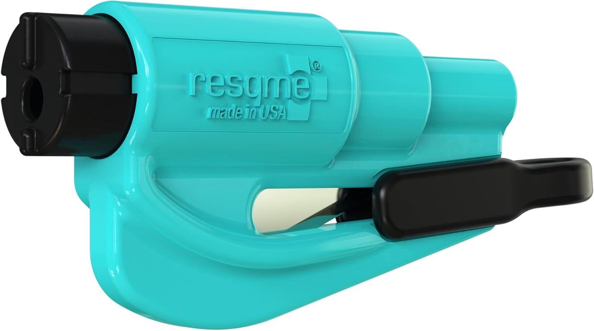 SnelShoppen - Car Security Keychain, Ruitbreker en Veiligheidsgordel Cutter, Noodhamer, RVS, Teal, Handig voor Auto en Noodgevallen