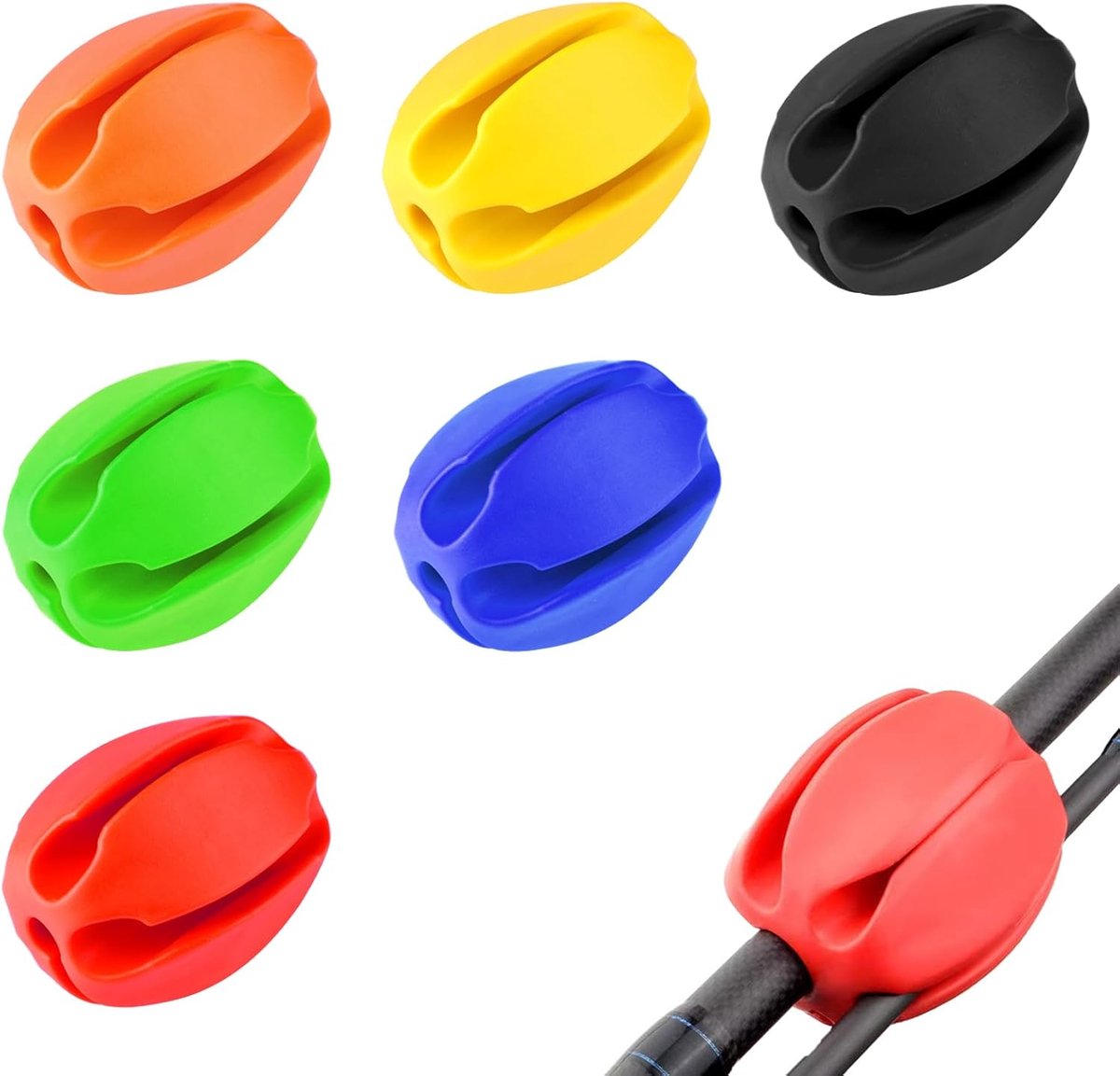 SnelShoppen - Zephyra 6x Silicone Rod Holders – Elastische, Herbruikbare Riemen voor Hengels, 6 Kleuren – Visspullen voor Hengelbescherming en Organis