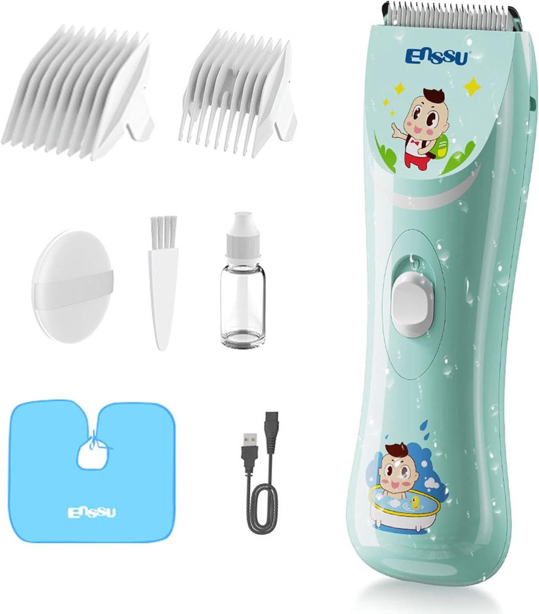 SnelShoppen - Elektronische Baby Haartrimmer - Waterdichte, Stille Kindertondeuse met 2 Gidskammen - Draadloze Haartrimmer voor Peuters en Kinderen