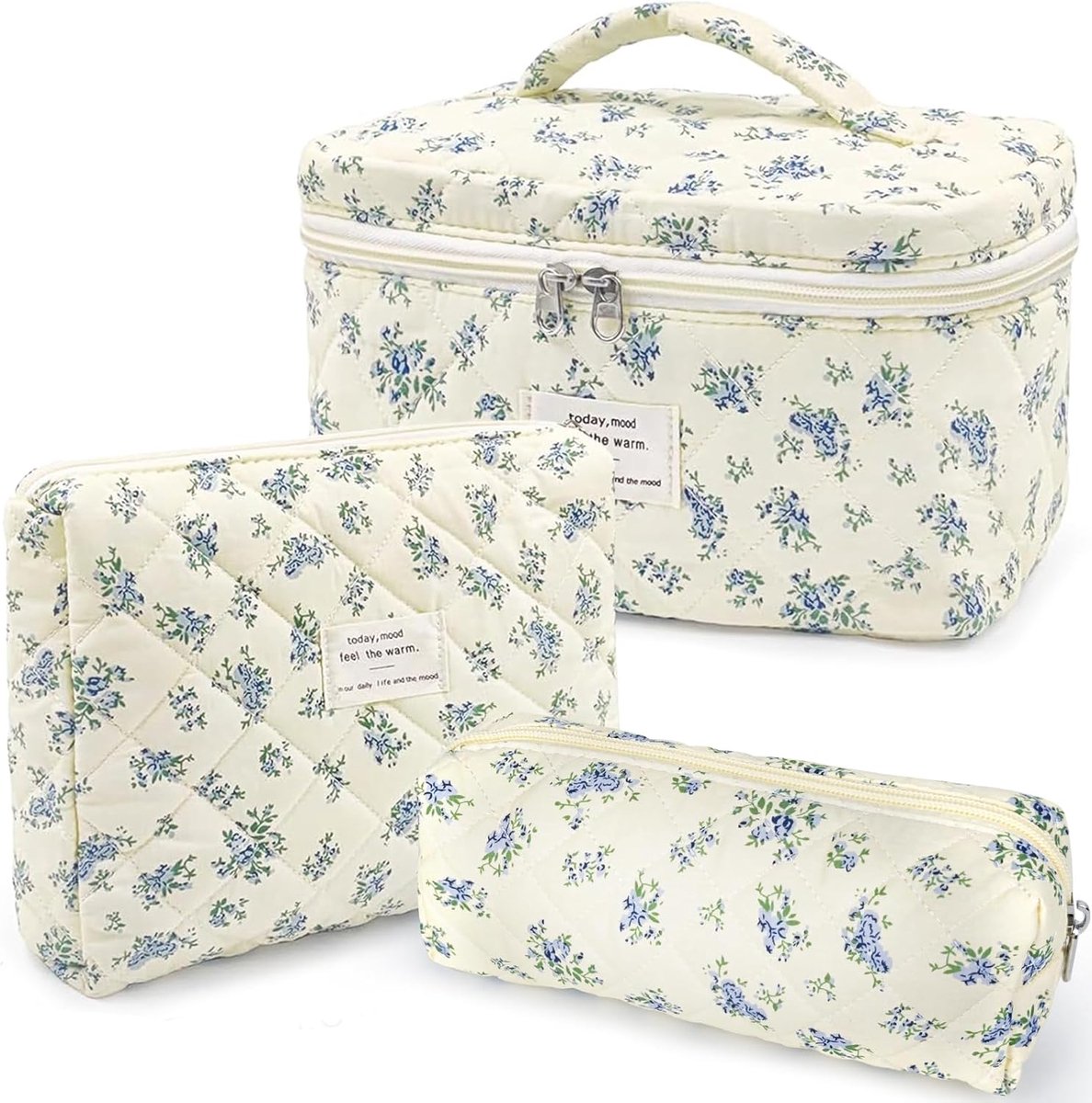 SnelShoppen - Grote Reistassen voor Vrouwen, Padded Toiletry Bag, Katoenen Makeup Organizer, 3 Formaten, Perfect voor Vakantie, Feest, Dagelijks Gebru