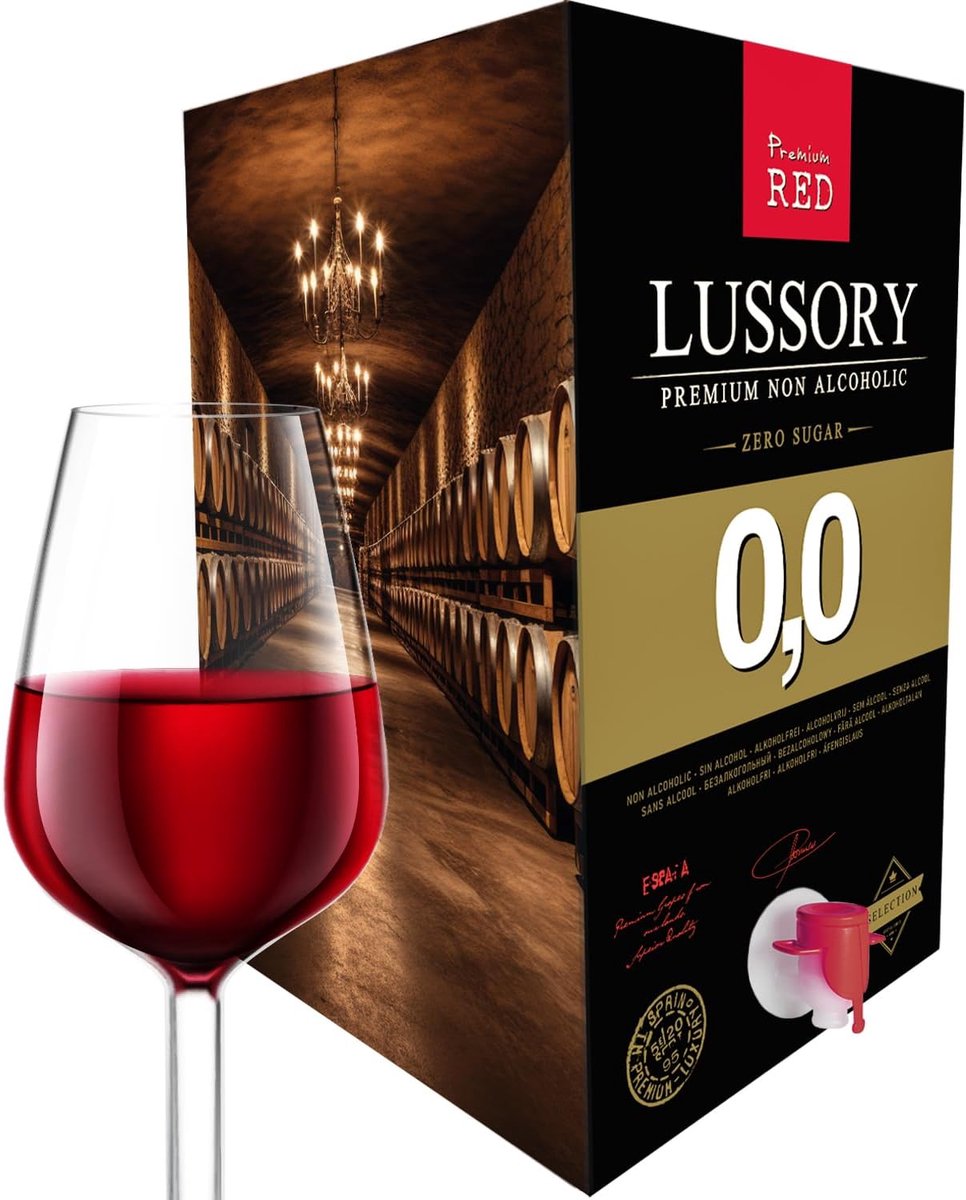 SnelShoppen - Alcoholvrije Rode Wijn 0.0 – Tempranillo Bag-in-Box 10L | Zonder Alcohol, Geen Suiker, Laag in Calorieën | Perfect voor Feest, Tuin, Keu