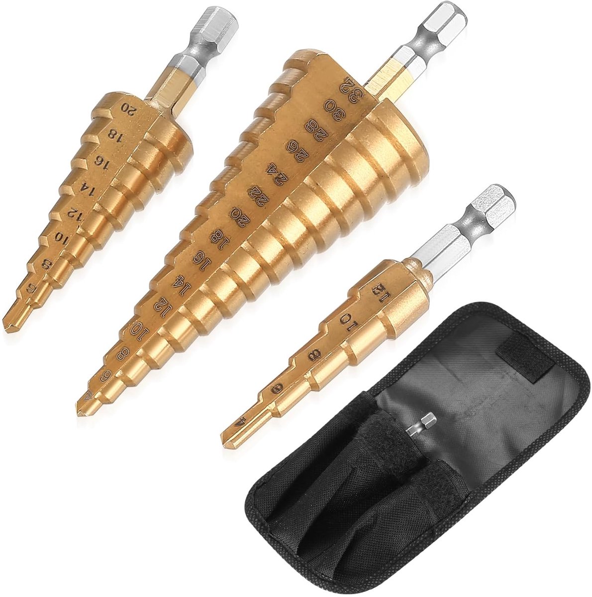 Trappenboorset HSS 3 Stuks - Kegelboor voor Metaal, Hout en Kunststof - Professionele Gatboor 4-12 mm, 4-20 mm, 4-32 mm